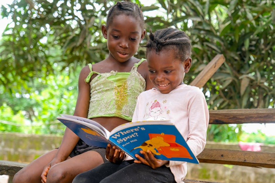 children outdoor play reading books no screen time