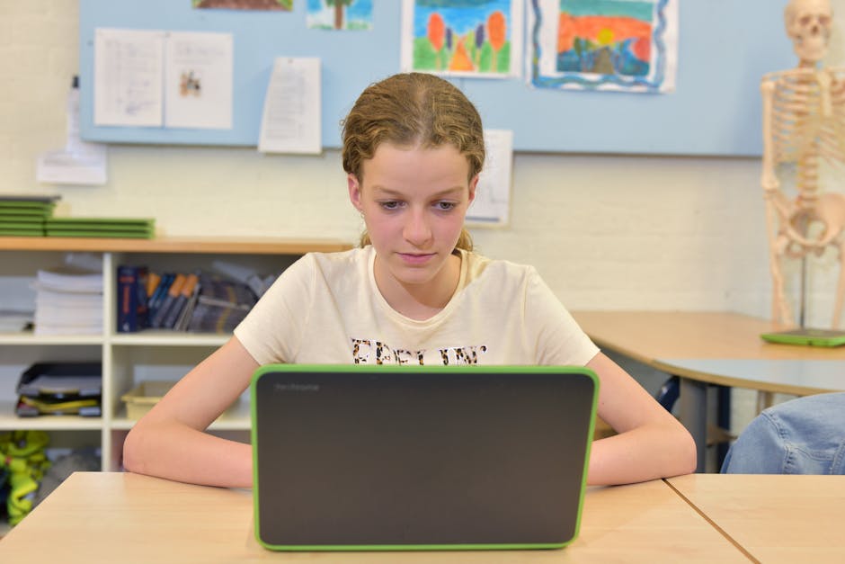 student using AI laptop classroom digital education