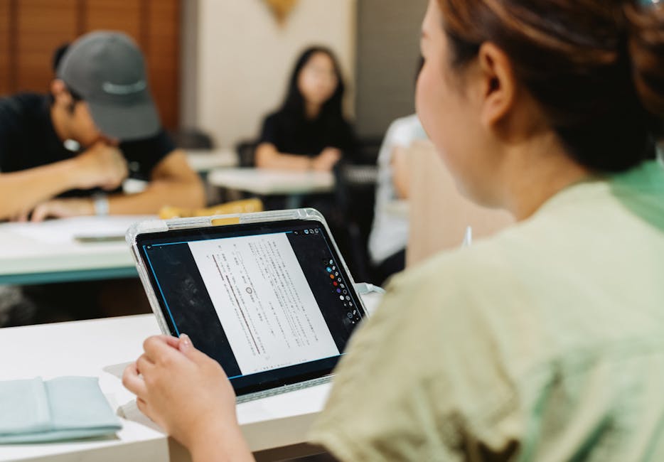 K-12 classroom AI education, students using tablets technology
